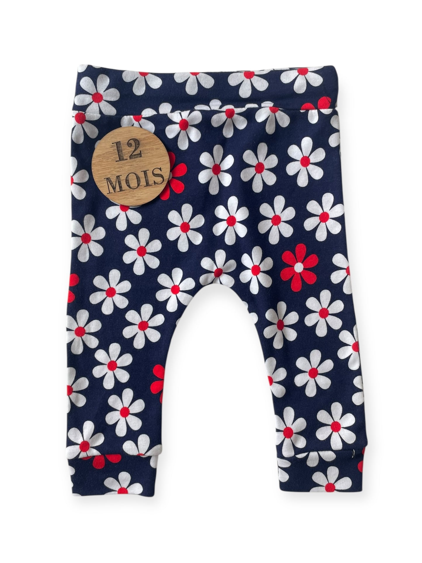 Pantalon bleu-nuit fleuri