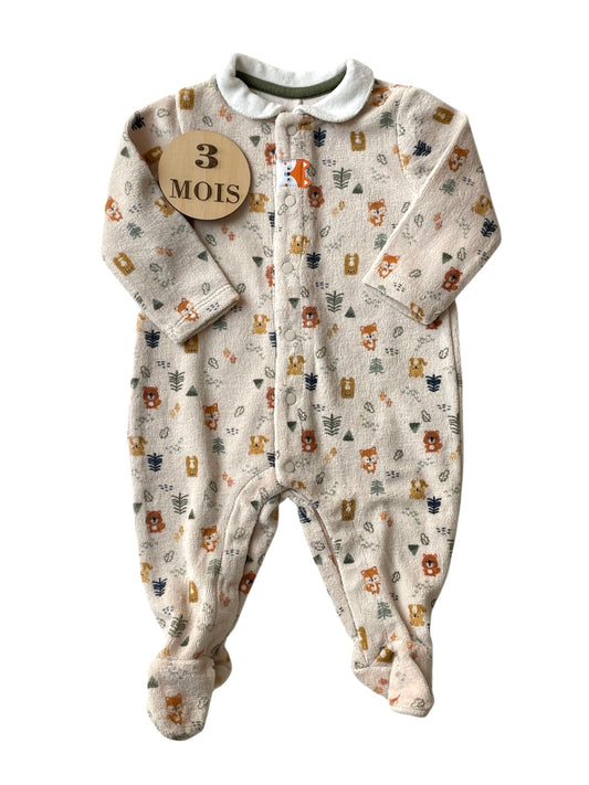 Pyjama velours, beige a col , Prénatal