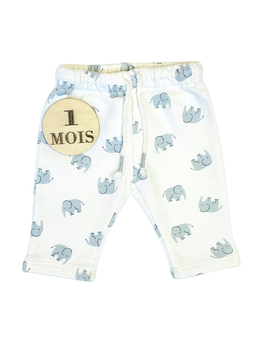 Pantalon épais, blanc, elephants, La redoute