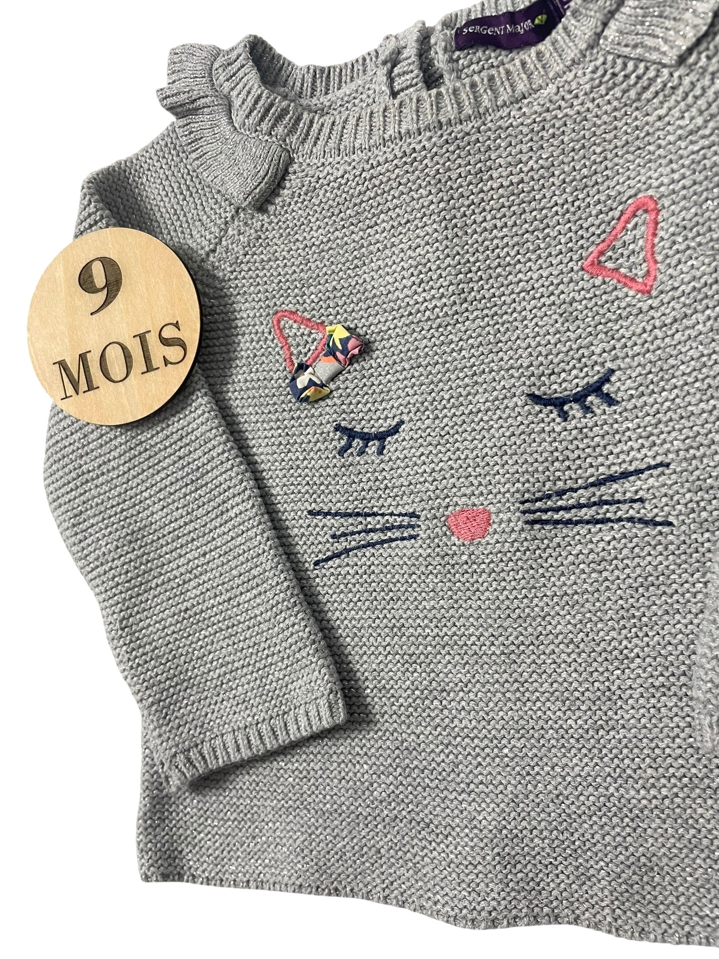 Pull en mailles, gris, pailleté, Sergent Major