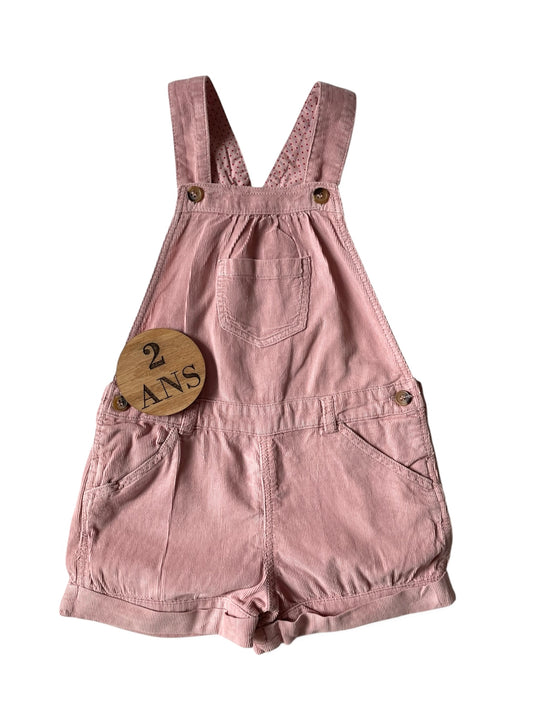 Salopette short velours fin, vieux rose, Bout’chou