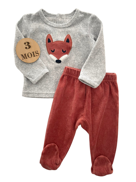 Pyjama velours, 2 pièces, renard, La Redoute