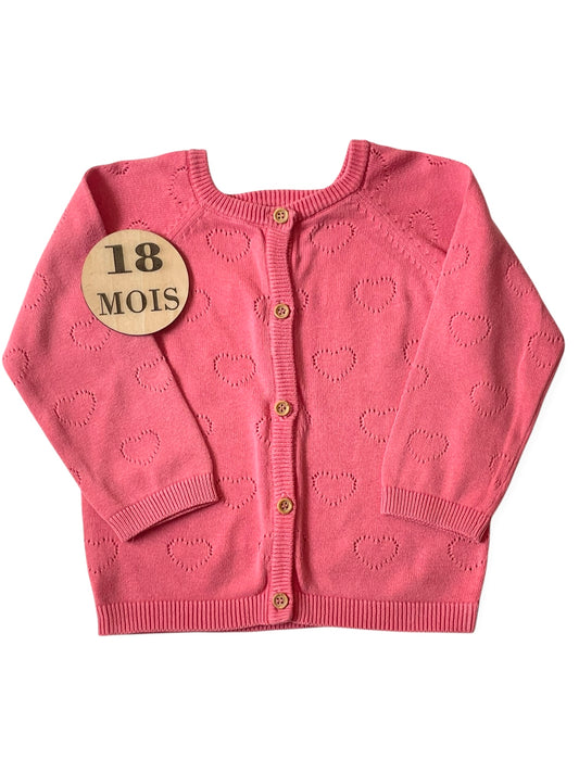 Gilet rose, coeurs, Mes petits cailloux