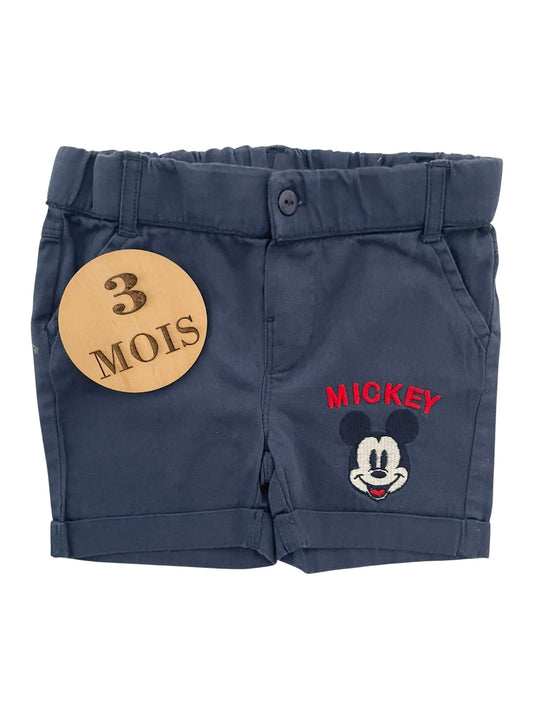 Short en toile, bleu gris, Mickey