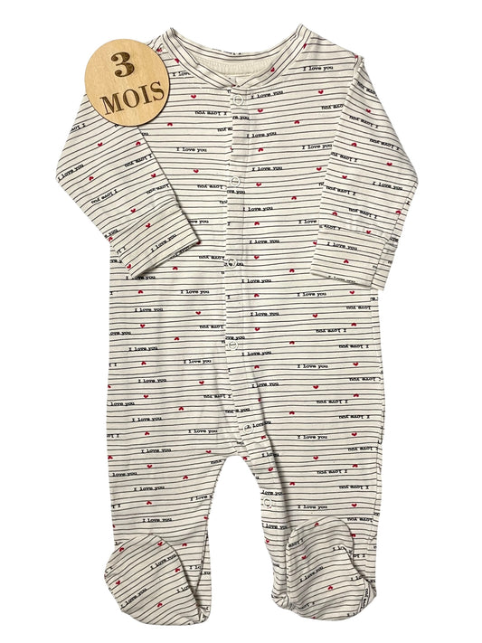 Pyjama coton, rayé, I love you