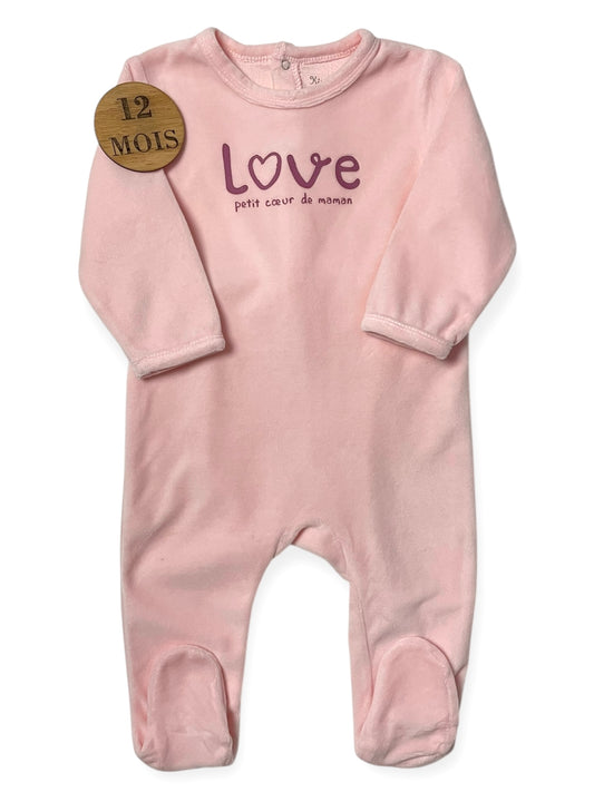 Pyjama velours, rose, Kimbaloo