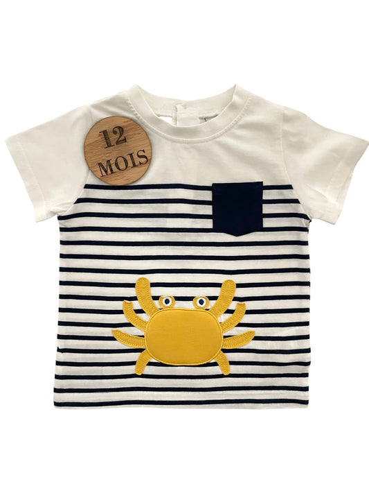 Tee-shirt rayé, crabe