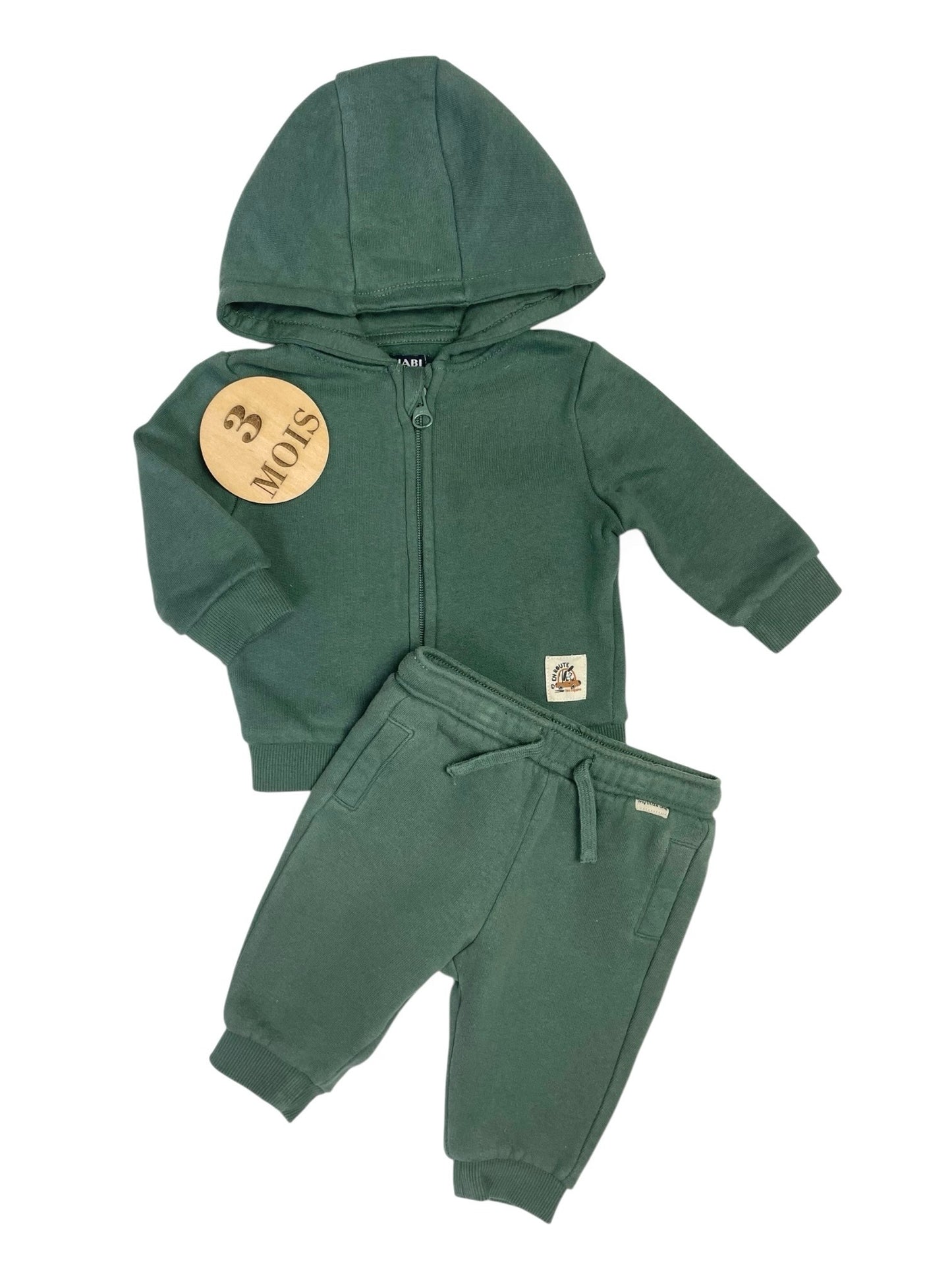 Ensemble gilet à capuche et jogging, vert foncé, Kiabi