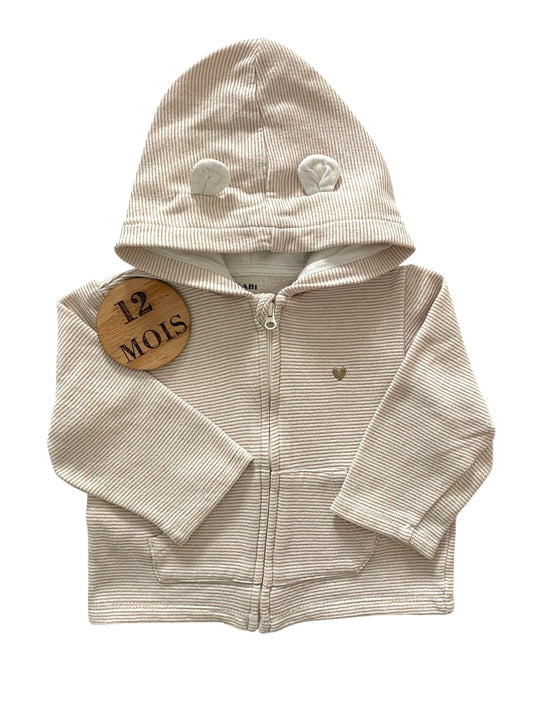 Gilet à capuche, rayé, pailleté, Kiabi