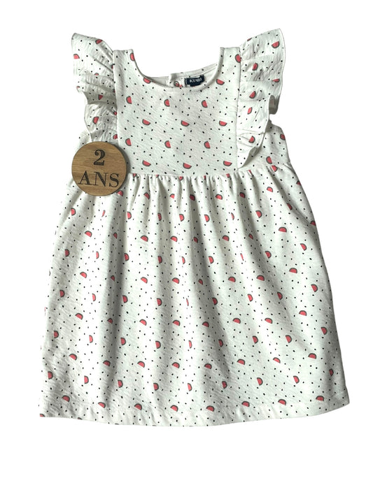Robe blanche,  pastèques, Kiabi