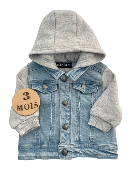 Veste bi-matière, à capuche, Kiabi