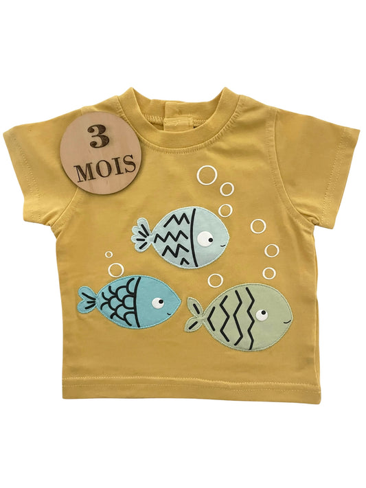Tee-shirt jaune poissons