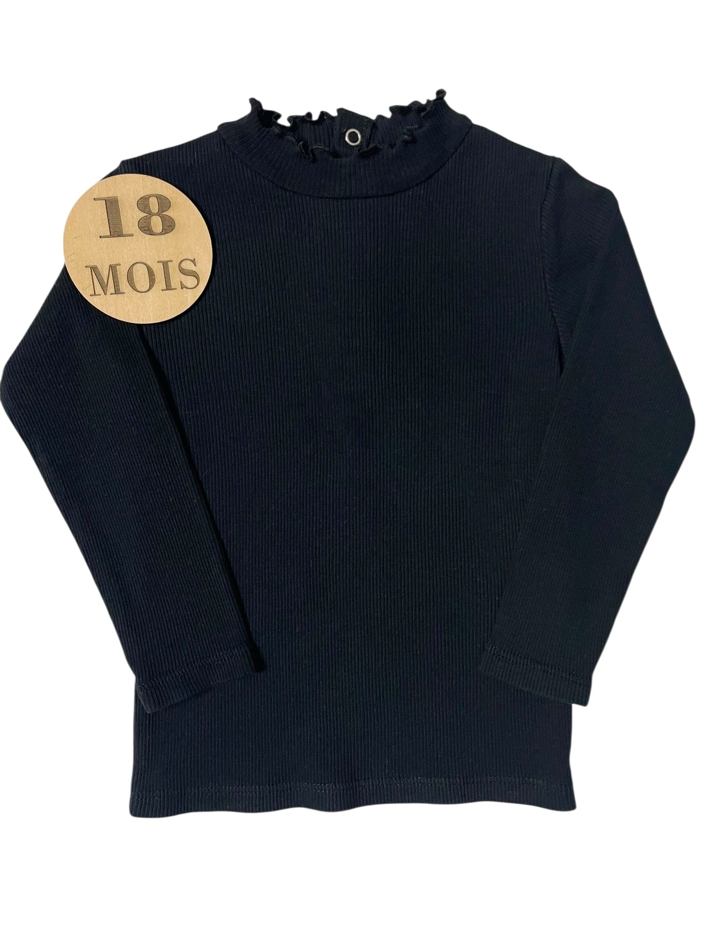 Sous pull cotelé, noir, Kiabi