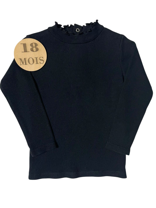 Sous pull cotelé, noir, Kiabi