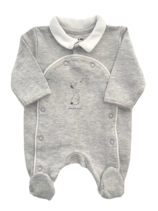 Pyjama coton épais, à col, gris, Kiabi