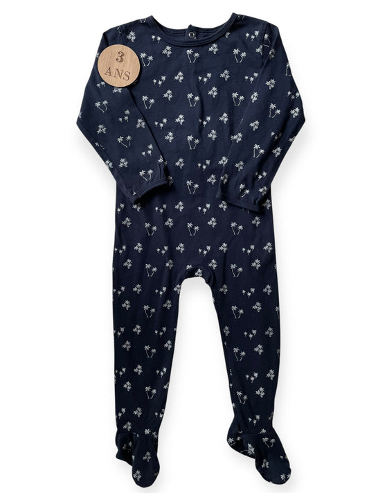 Pyjama coton, bleu-nuit, palmiers, Gémo