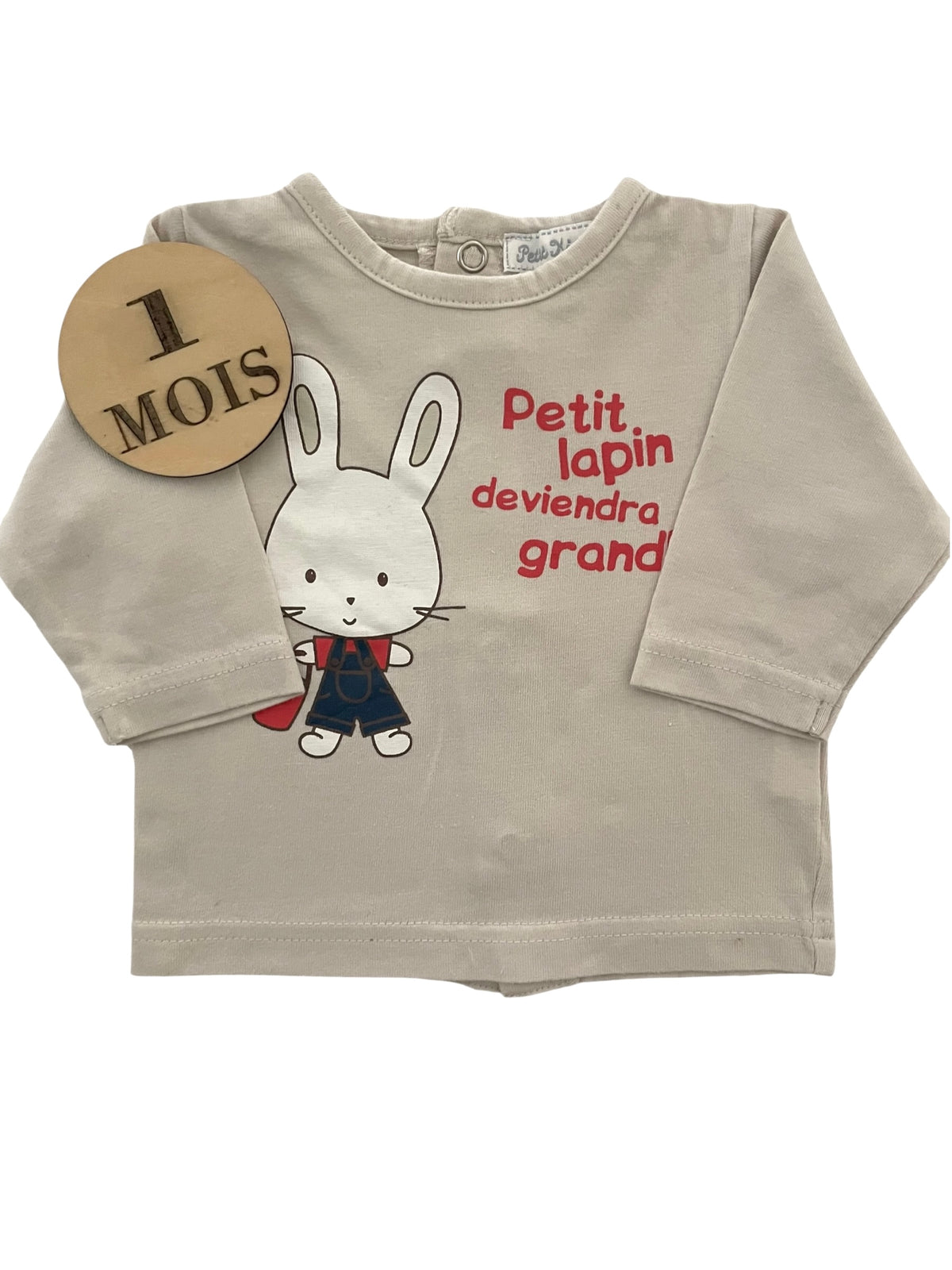 Tee-shirt beige, lapin, Petit Kimbaloo
