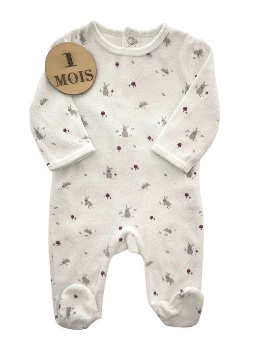 Pyjama velours, blanc, lapins, Kiabi