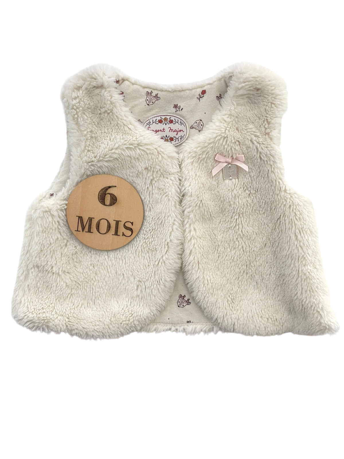 Gilet fausse fourrure, écru, Sergent Major
