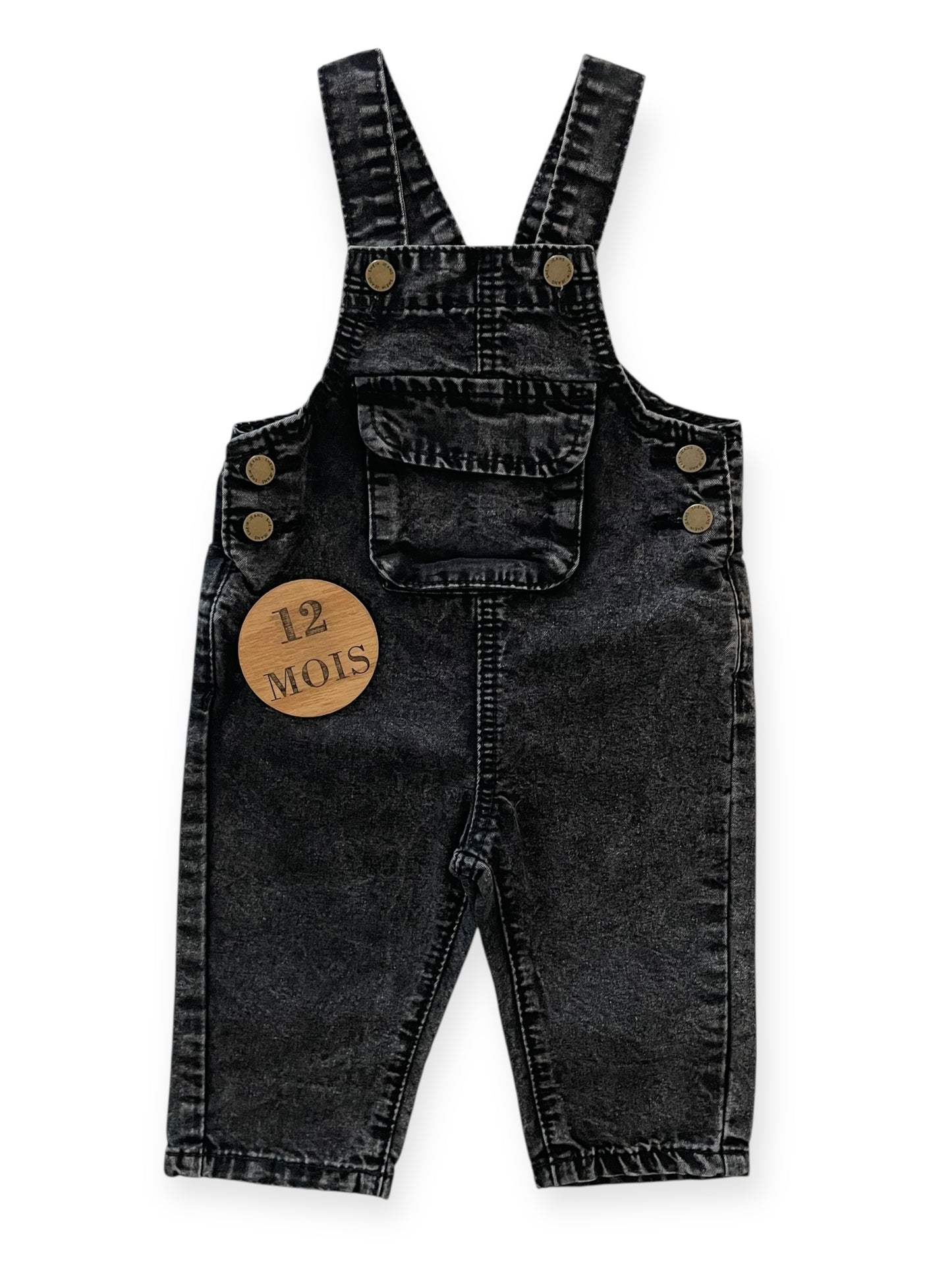 Salopette jean fin, grise foncée