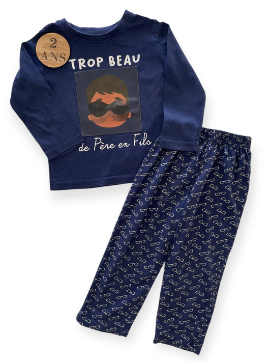 Pyjama coton, bleu-marine, In extenso