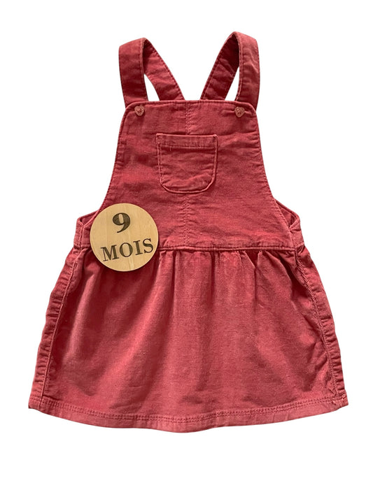 Robe salopette velours, rose/rouge, TAO
