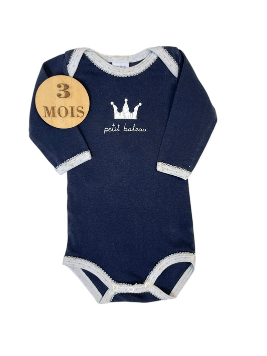 Body bleu nuit, couronne, Petit Bateau