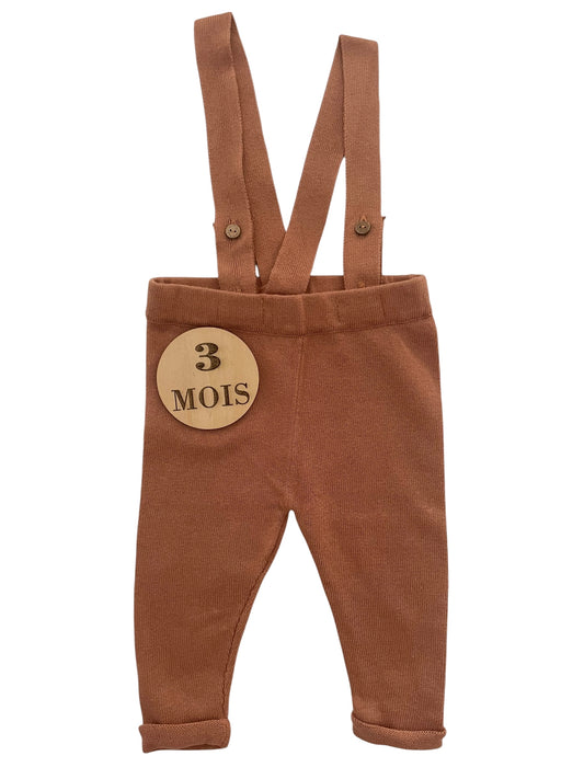 Pantalon à bretelles en mailles, marron, Zeeman