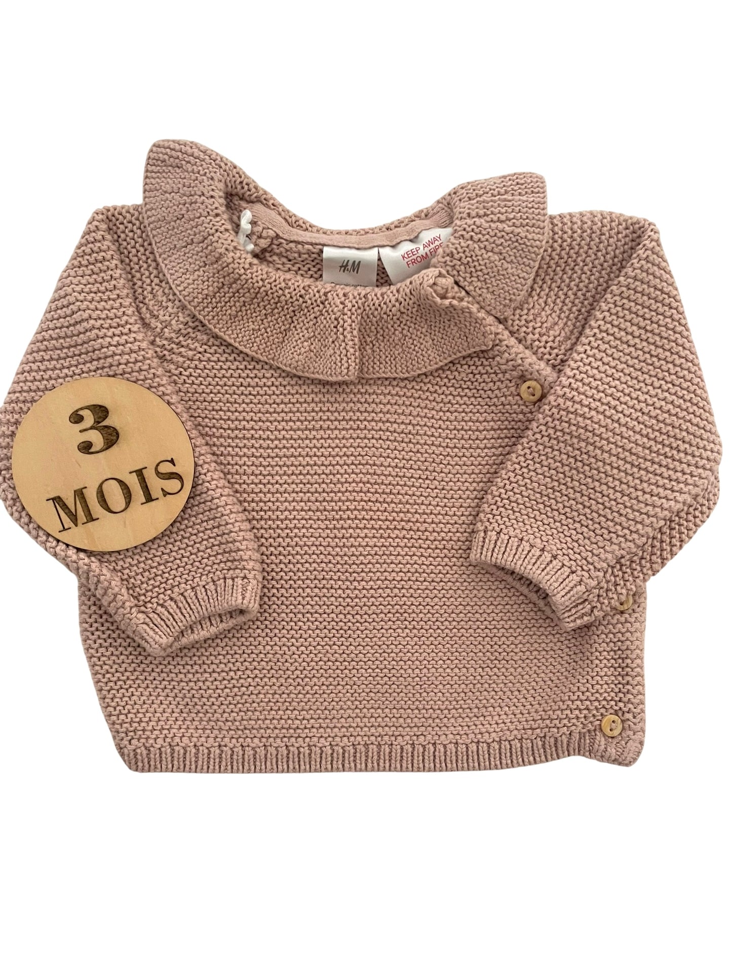 Gilet en mailles, vieux rose, à col, H&M