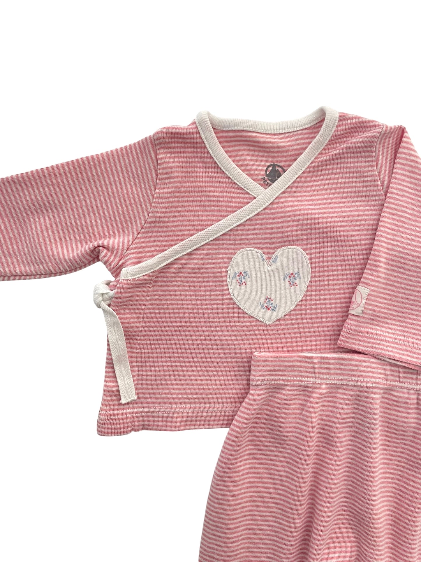 Ensemble brassière et pantalon, rayé rose, Petit Bateau
