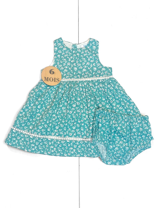 Robe et bloomer, bleus fleuris, Bout’chou