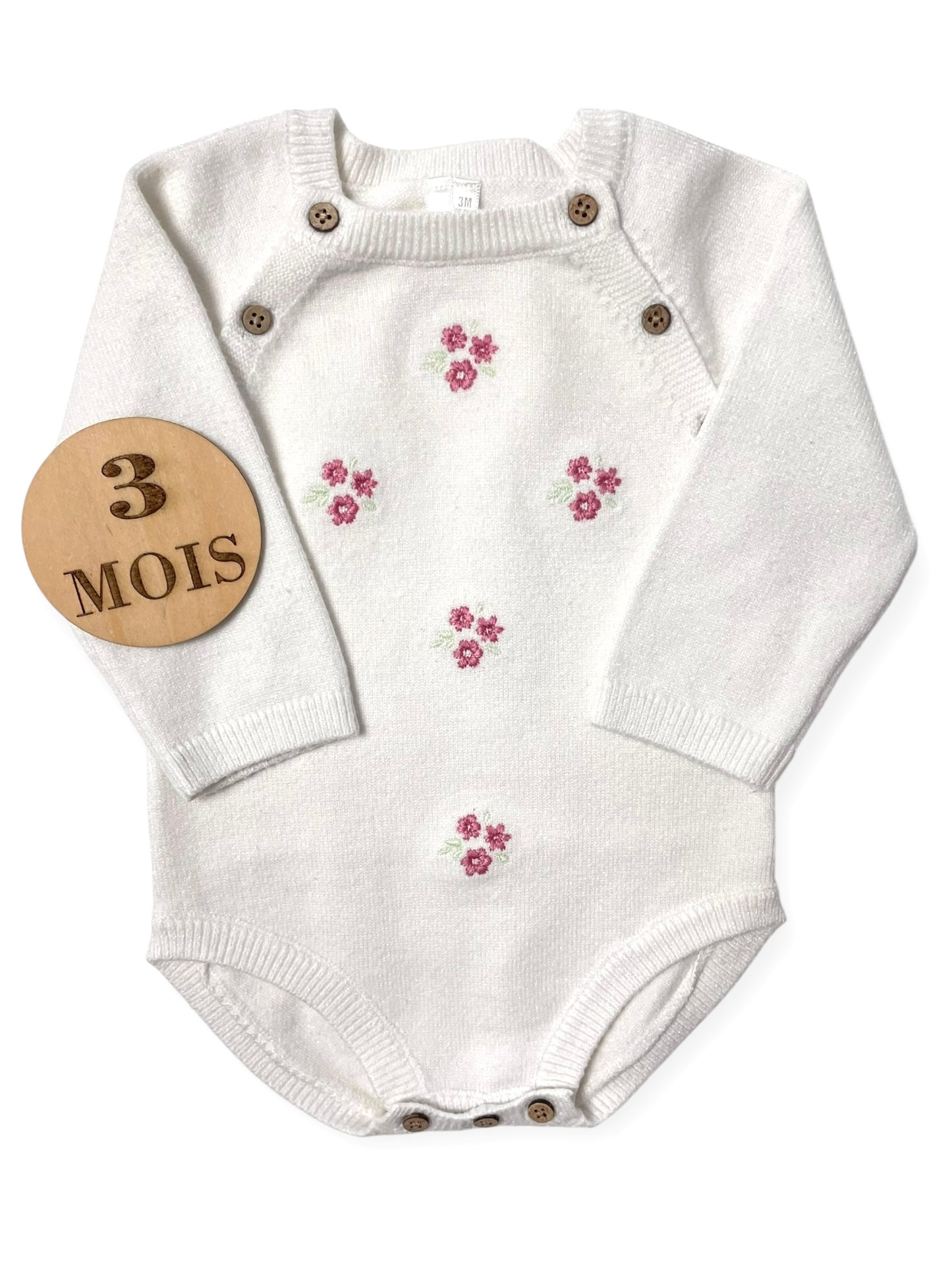 Barboteuse en mailles, écrue, fleurie, Orchestra