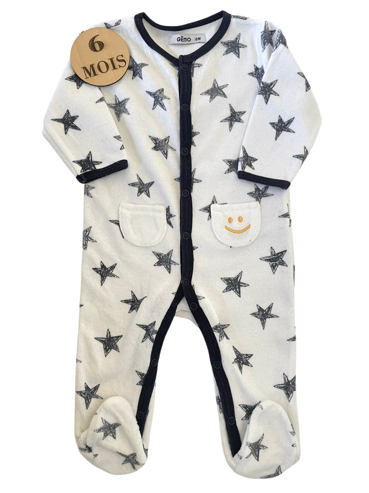 Pyjama velours blanc, étoiles, Gémo
