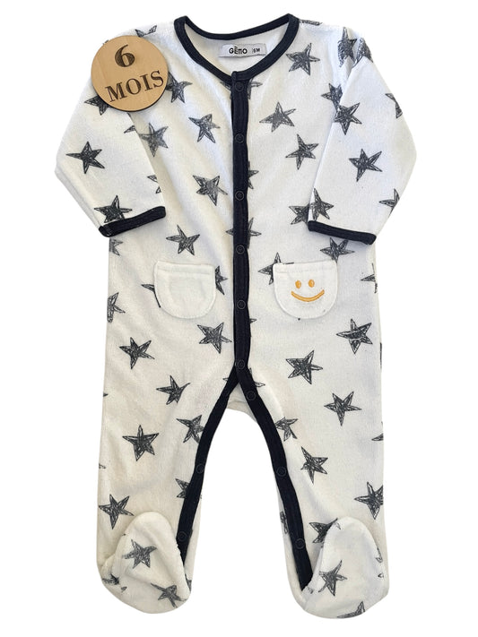 Pyjama velours blanc, étoiles, Gémo