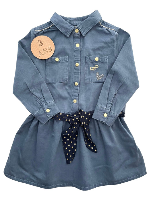 Robe couleur jean, avec ceinture, Orchestra