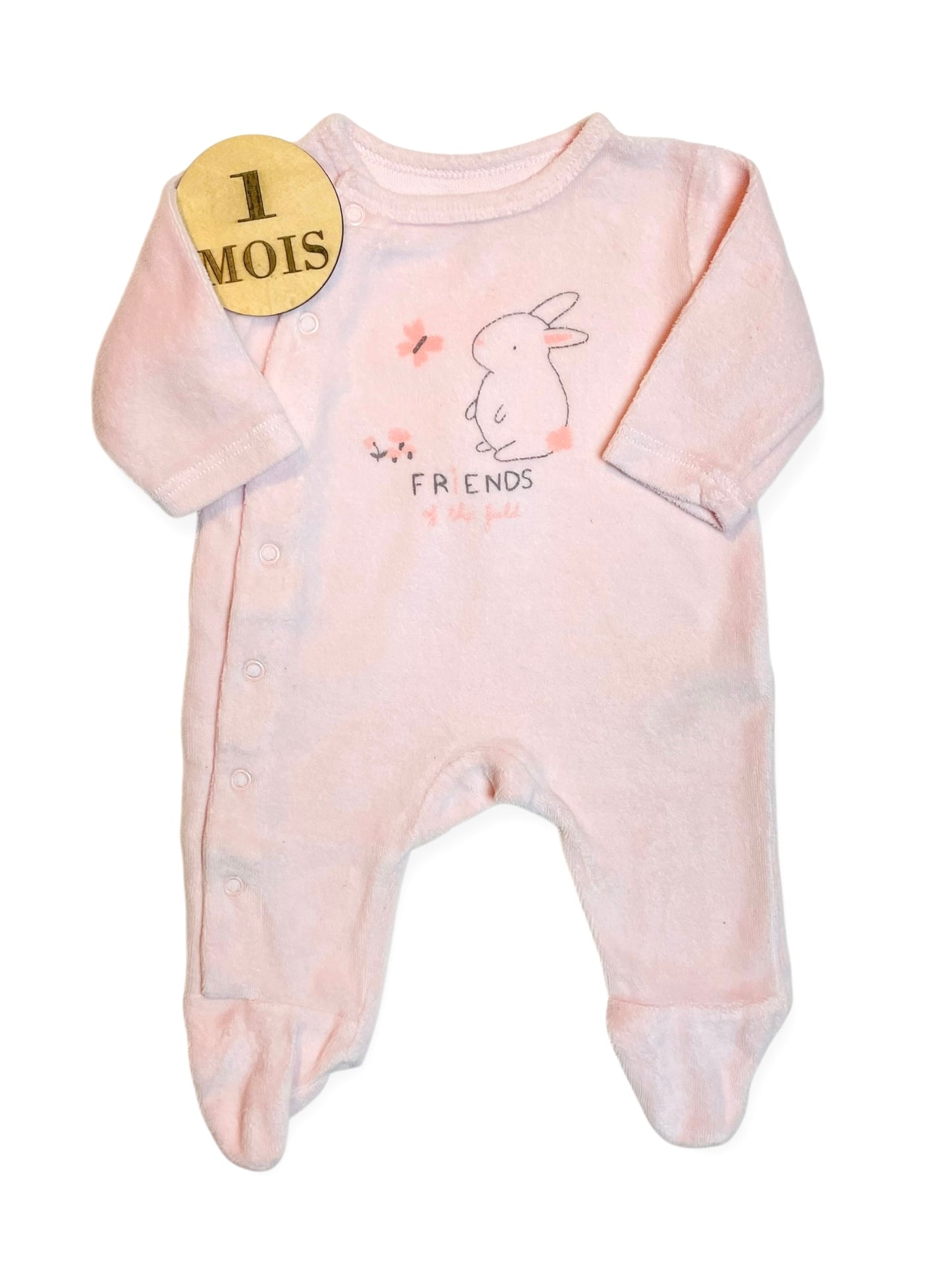 Pyjama velours rose, lapin, TEX