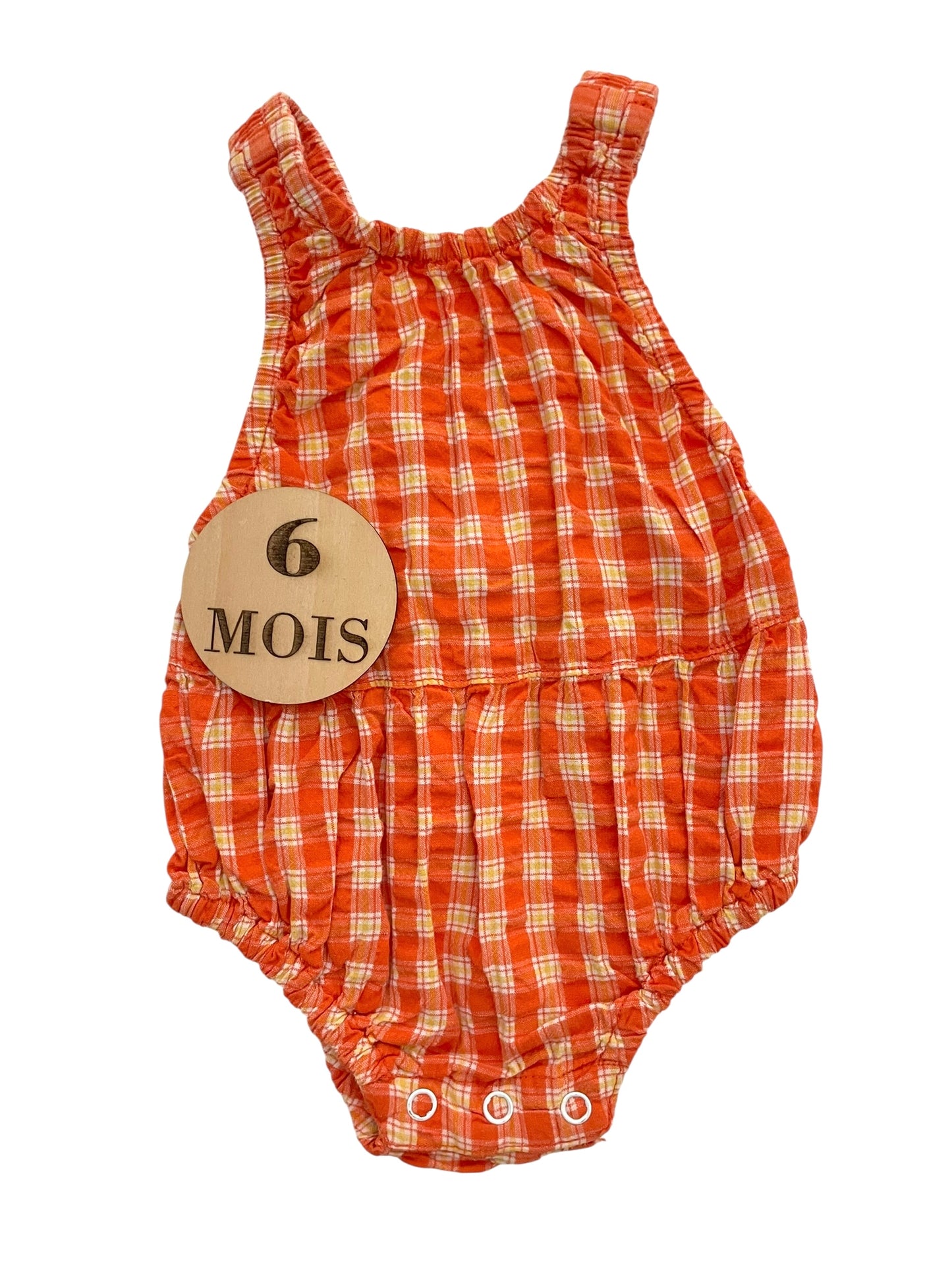 Barboteuse orange, vichy