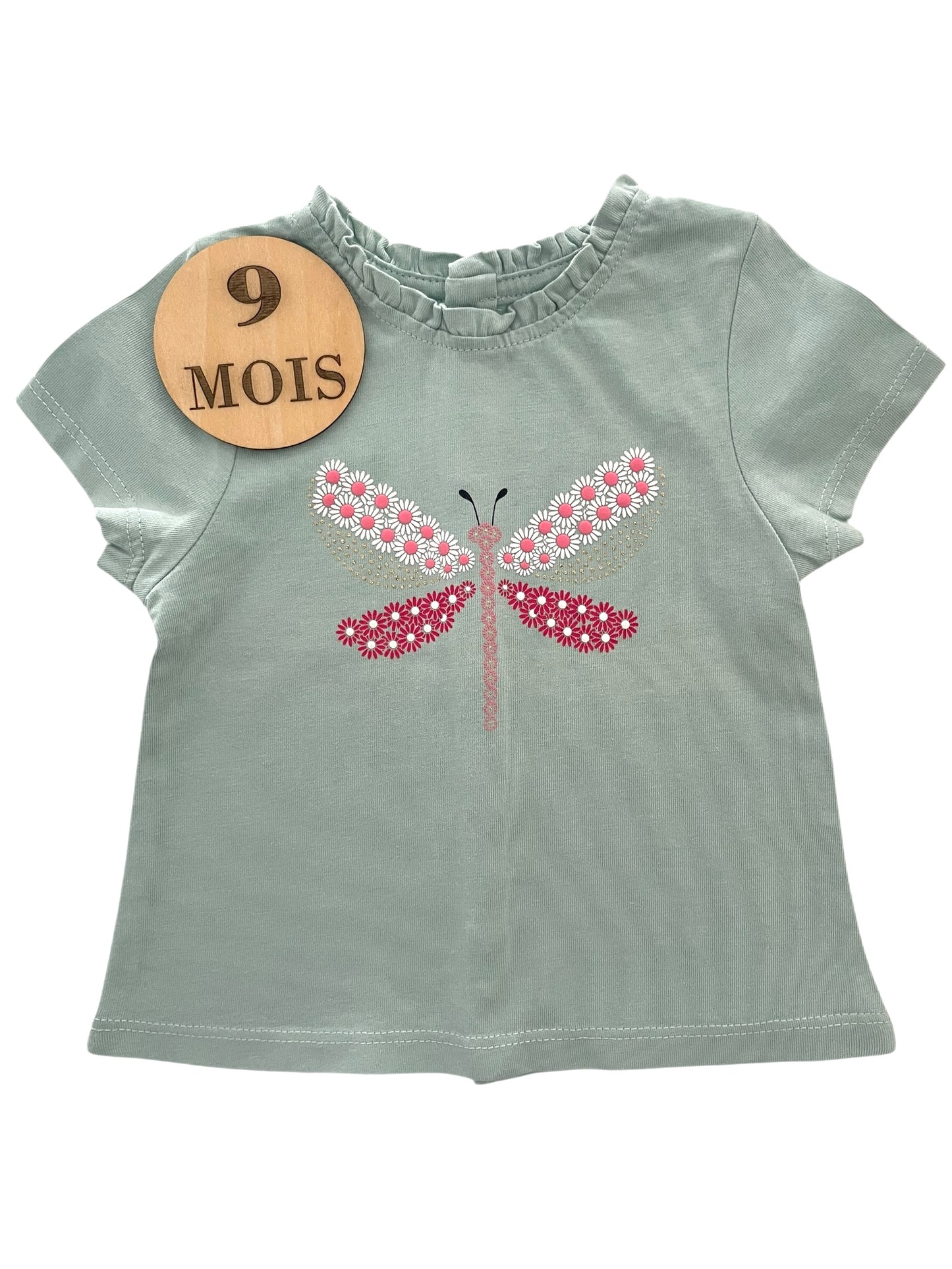 Tee-shirt bleu, papillons, Obaibi