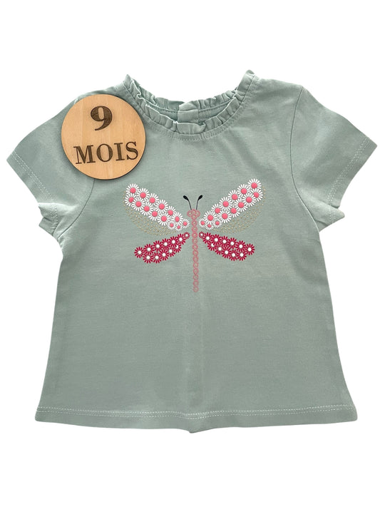 Tee-shirt bleu, papillons, Obaibi