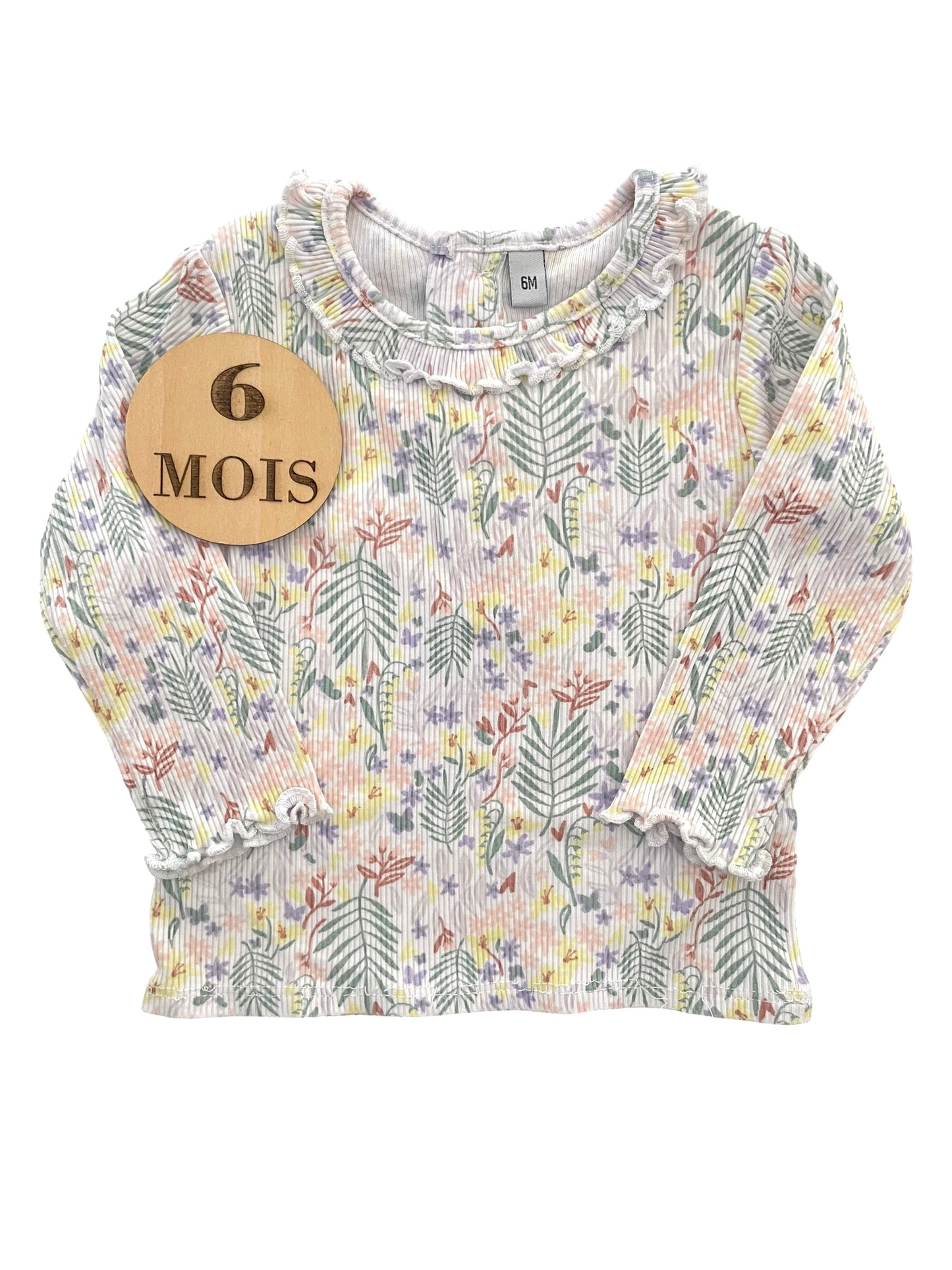 Tee-shirt, côtelé, fleuri