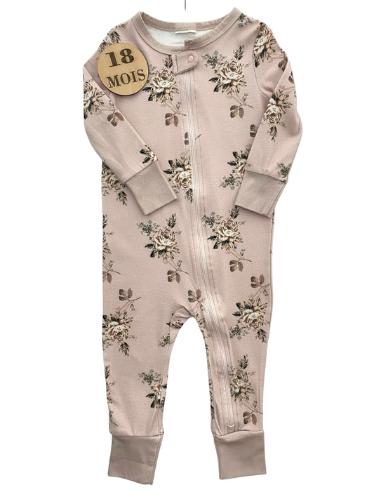 Pyjama côtelé rose pâle, fleuri
