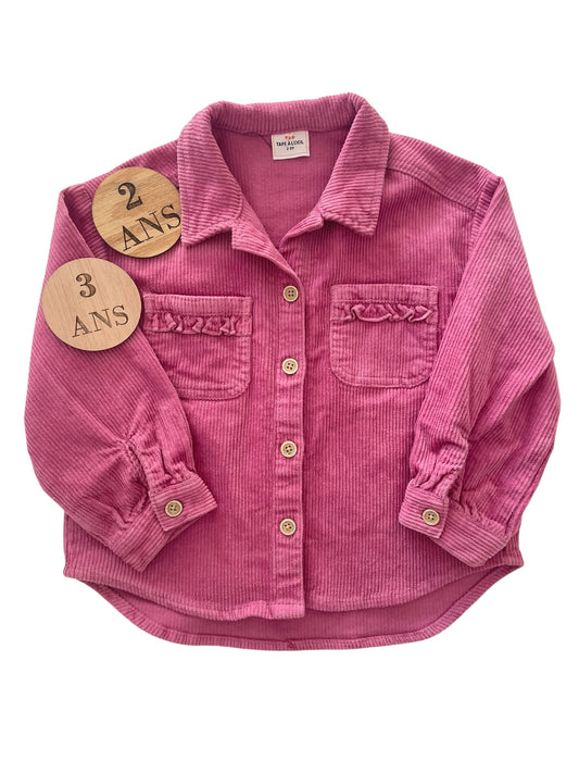 Sur-chemise, velours côtelé, rose foncé, TAO