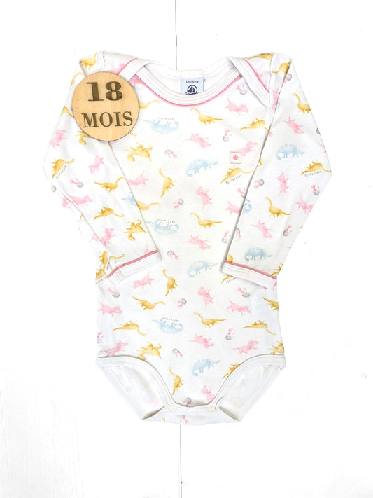 Body blanc, dinosaures, Petit Bateau