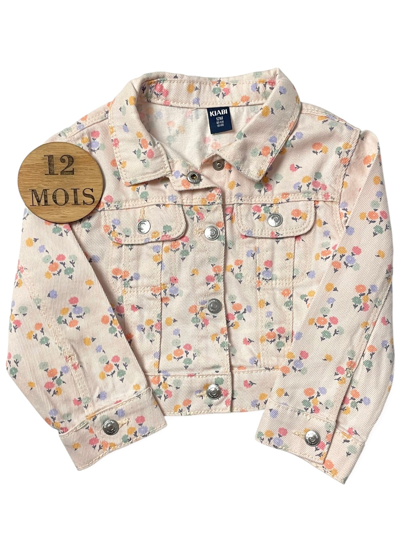 Veste en jean, fleurie, Kiabi