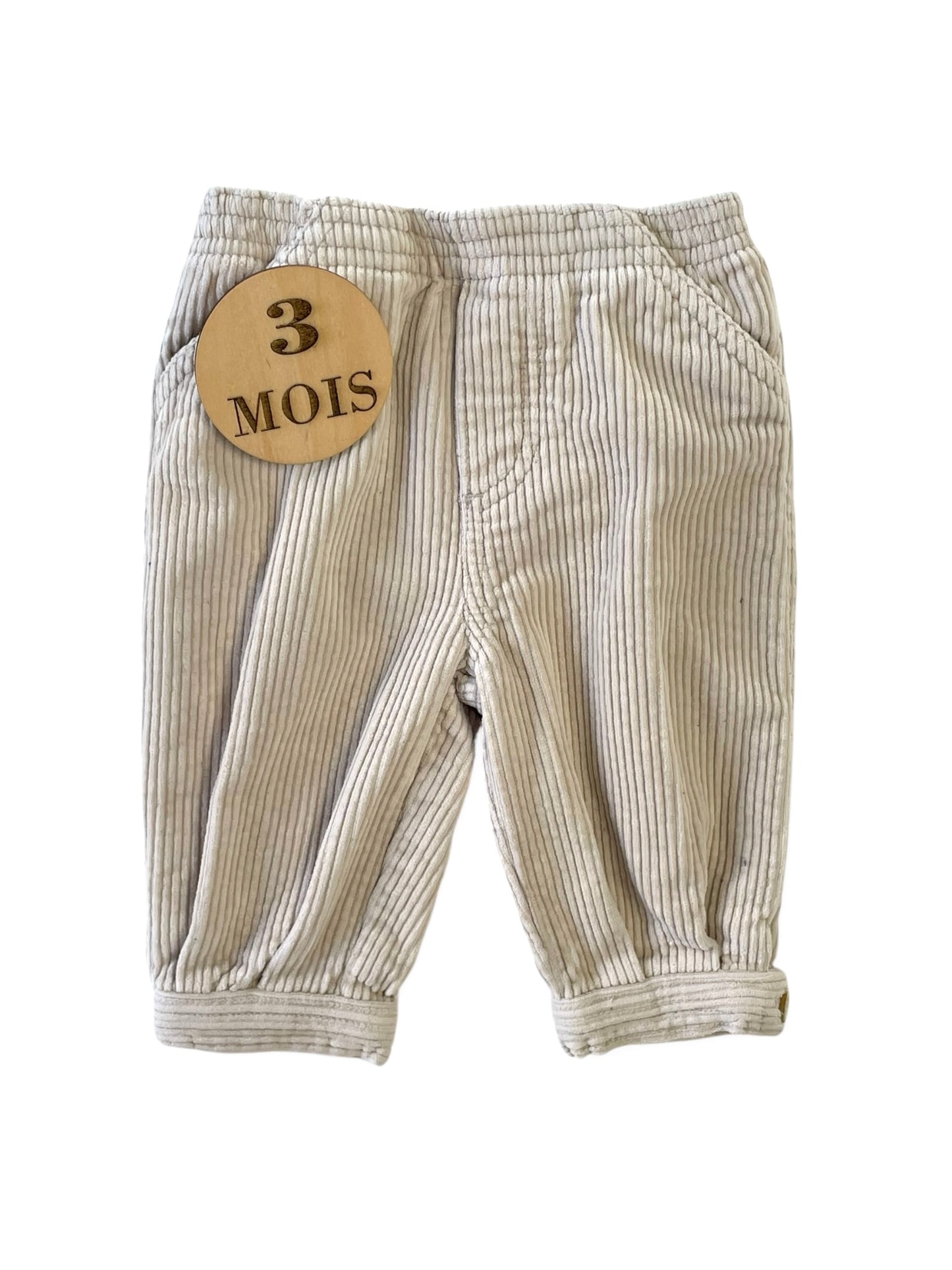 Pantalon velours côtelé, beige