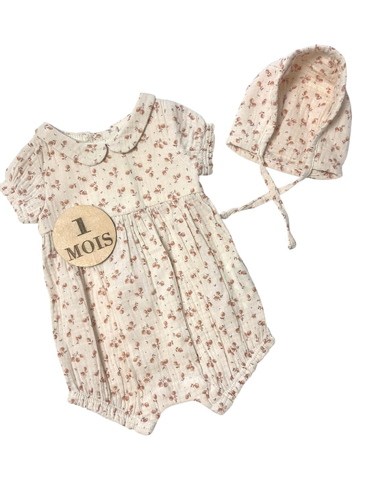 Combinaison gaze de coton + chapeau, Kiabi