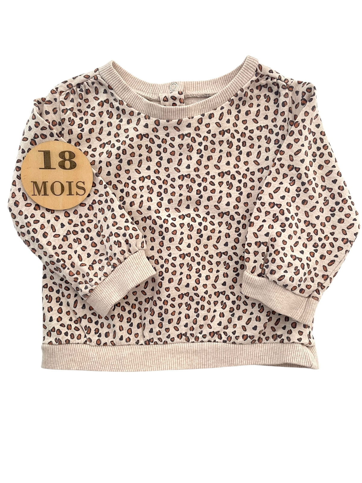 Sweat crème, léopard, Mots d’enfants