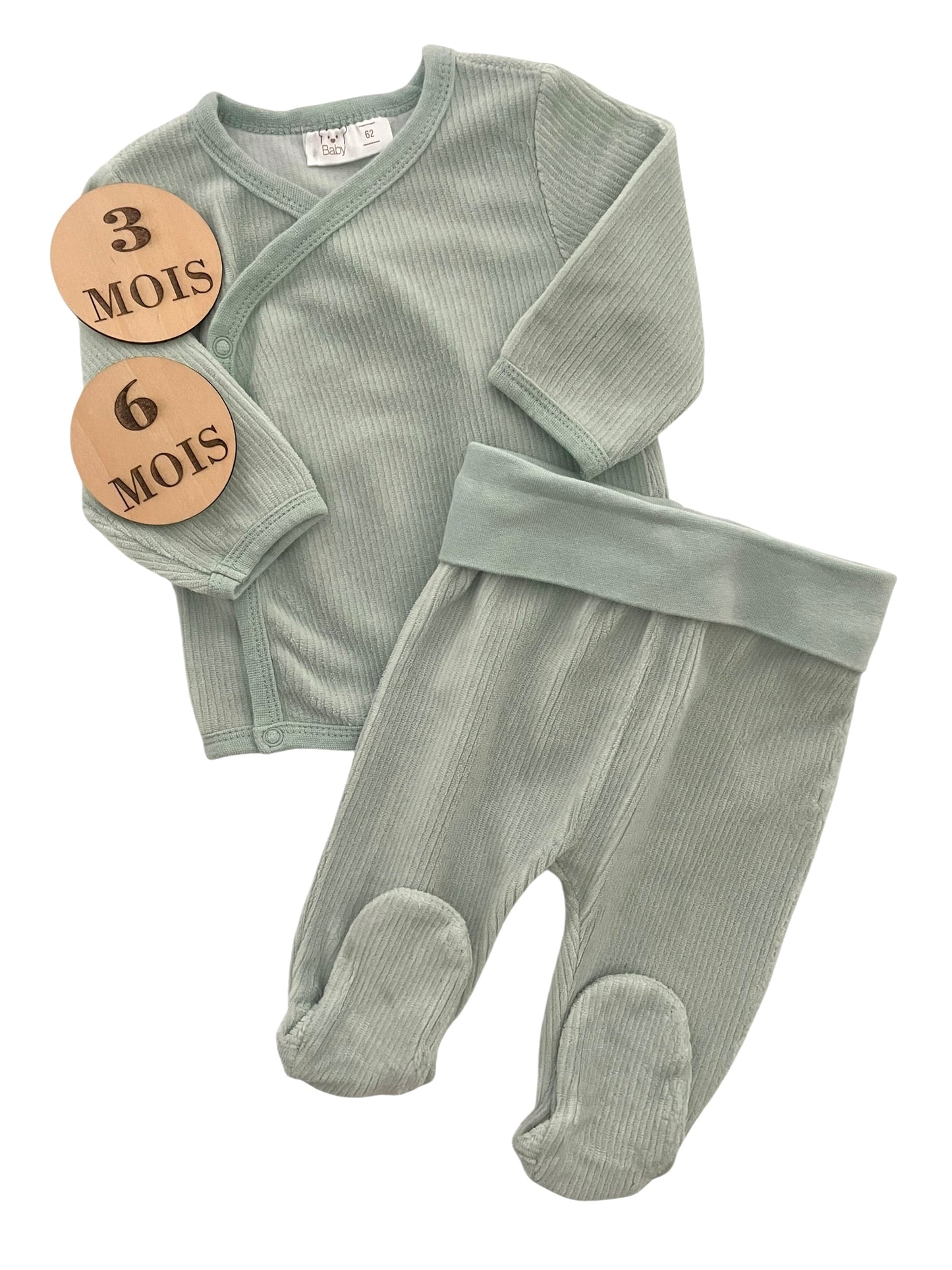 Ensemble brassière et pantalon, velours vert, Baby