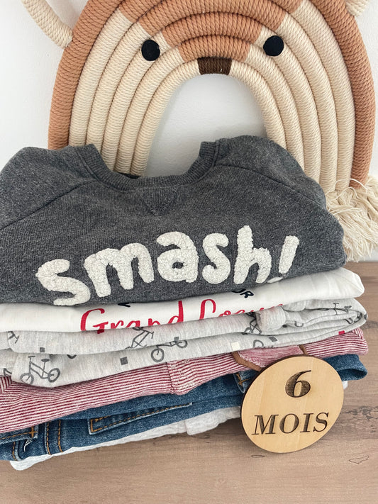 Box 6 pièces, mi-saison, 6 mois (gris)