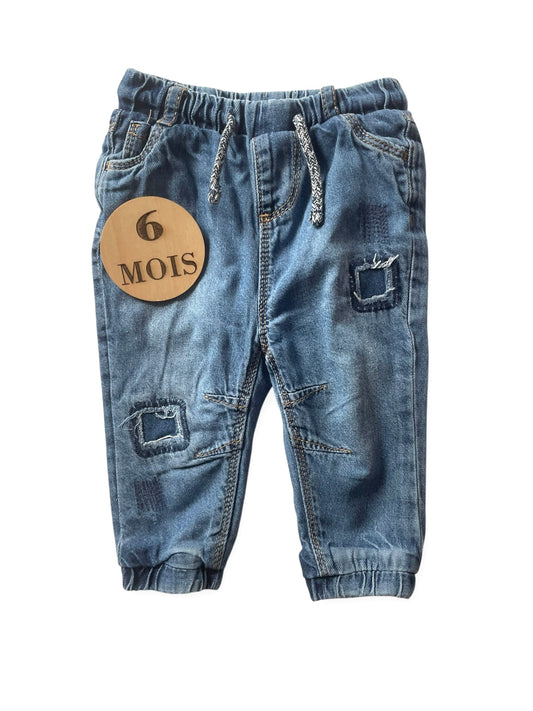 Jean souple, doublé coton, bleu, TAO